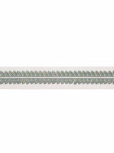 Load image into Gallery viewer, 2.5" Wide Off White Blue Metallic Embroidered Drapery Tape Trim