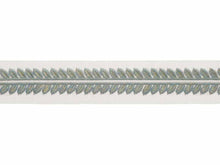 Load image into Gallery viewer, 2.5" Wide Off White Blue Metallic Embroidered Drapery Tape Trim