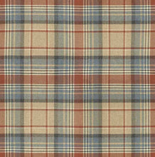 Load image into Gallery viewer, Beige Blue Red Grey Tartan Plaid Upholstery Fabric