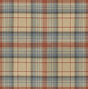 Beige Blue Red Grey Tartan Plaid Upholstery Fabric