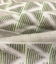 Load image into Gallery viewer, Remnant 1 Yard Thibaut Burton Stripe Lavender Sage Linen Upholstery Drapery Fabric STA 4662