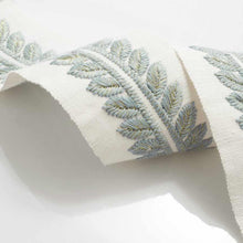 Load image into Gallery viewer, 2.5" Wide Off White Blue Metallic Embroidered Drapery Tape Trim