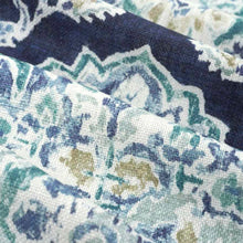 Load image into Gallery viewer, Viscose Linen Cream Navy Blue Teal Brown Medallion Upholstery Drapery Fabric