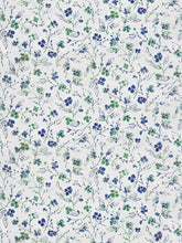 Load image into Gallery viewer, Linen Rayon Cream Navy Blue Green Beige Floral Drapery Fabric FB