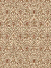 Load image into Gallery viewer, Ivory Red Teal Mustard Gold Floral Medallion Upholstery Fabric