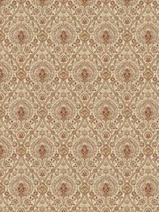 Ivory Red Teal Mustard Gold Floral Medallion Upholstery Fabric