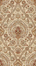 Load image into Gallery viewer, Ivory Red Teal Mustard Gold Floral Medallion Upholstery Fabric