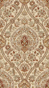 Ivory Red Teal Mustard Gold Floral Medallion Upholstery Fabric