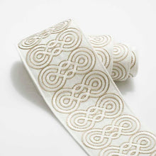 Load image into Gallery viewer, 3.25" Wide Linen Viscose Ivory Beige Embroidered Drapery Tape Trim