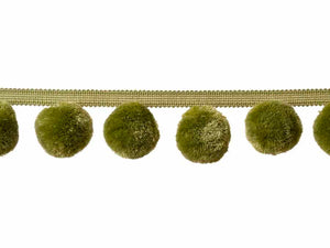 2.5" Olive Green Pom Pom Tape Trim