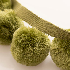 2.5" Olive Green Pom Pom Tape Trim