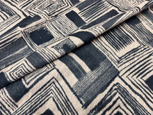 Load image into Gallery viewer, GP &amp; J Baker Threads Ravine Indigo Abstract Ethnic Geometric Linen Upholstery Drapery Fabric