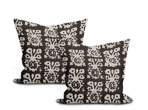 Schumacher Jakarta Linen Print Pillow Cover