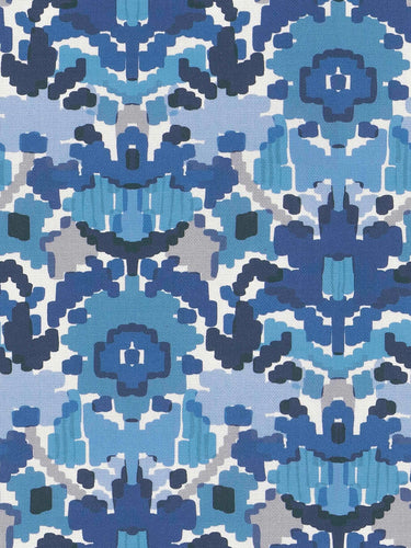 Bella Dura Indoor Outdoor Suncoast Floral Navy Royal Blue Grey Upholstery Drapery Fabric FB