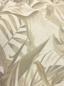 Designer Taupe Grey Beige Tropical Palm Leaves Upholstery Fabric STA 5068