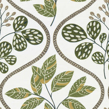 Load image into Gallery viewer, Cotton Cream Olive Green Brown Mustard Floral Upholstery Drapery Fabric FB