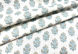 Thibaut Anna French Julian Beige Spa Blue Floral Cotton Fabric STA 1919