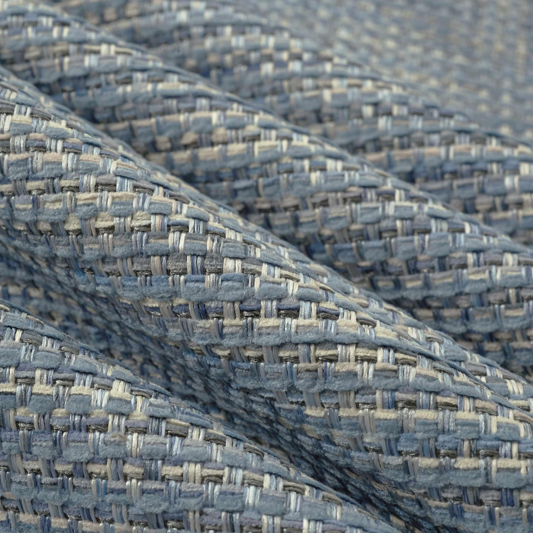 Tweed MCM Mid Century Modern French Navy Blue Cream Upholstery Fabric FB