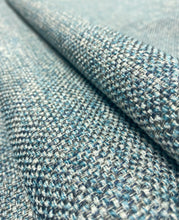 Load image into Gallery viewer, Designer Navy Blue Aqua White MCM Mid Century Modern Tweed Upholstery Fabric STA 5176