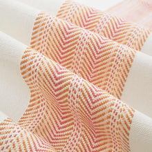 Load image into Gallery viewer, Cotton Cream Coral Pink Orange Herringbone Stripe Upholstery Drapery Fabric FB