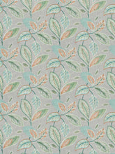 Load image into Gallery viewer, Cotton Grey Blue Green Mustard Floral Upholstery Drapery Fabric FB
