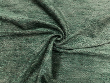 Load image into Gallery viewer, 1.8 Yard Designer Emerald Green Black Textured Chenille Upholstery Fabric