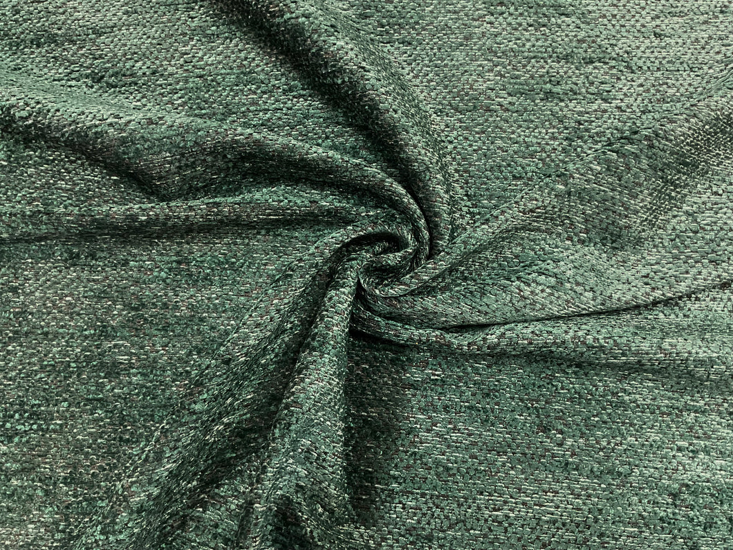 1.8 Yard Designer Emerald Green Black Textured Chenille Upholstery Fabric