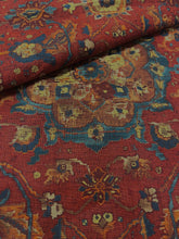 Load image into Gallery viewer, Remnant Schumacher JAHANARA CARPET TURKISH RED LINEN FABRIC
