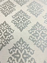 Load image into Gallery viewer, Silver Grey Damask Medallion Drapery Fabric WHS 5189