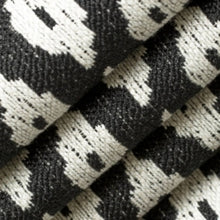 Load image into Gallery viewer, Heavy Duty Black Off White Ikat Diamond Ethnic Geometric Upholstery Fabric