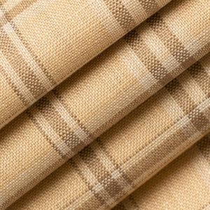 Heavy Duty Fade Resistant Beige Brown Plaid Upholstery Fabric