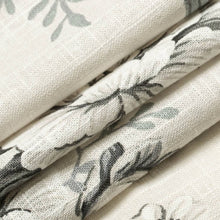 Load image into Gallery viewer, Charcoal Black Grey Ivory Floral Upholstery Fabric