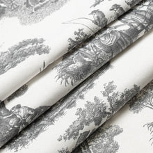 Load image into Gallery viewer, Ivory Grey French Country Toile Drapery Upholstery Fabric