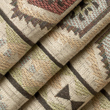 Load image into Gallery viewer, Heavy Duty Beige Brown Red Green Blue Ikat Stripe Ethnic Geometric Upholstery Fabric