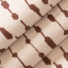 Load image into Gallery viewer, Heavy Duty Rusty Brown Cream Cotton Linen Ethnic Geometric Upholstery Fabric