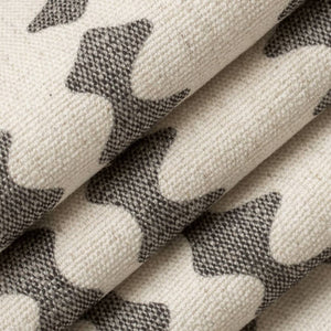 Heavy Duty Cream Charcoal Black Ethnic Geometric Upholstery Fabric