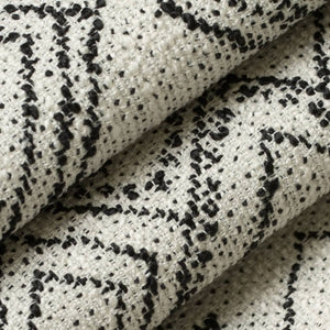 Heavy Duty Off White Black Ethnic Geometric Upholstery Fabric