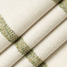 Load image into Gallery viewer, Stain Resistant Cream Olive Green Stripe Upholstery Drapery Fabric