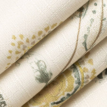 Load image into Gallery viewer, Fade Resistant Cream Green Yellow Teal Flora Drapery Upholstery Fabric