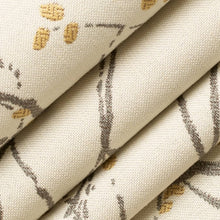 Load image into Gallery viewer, Fade Resistant Grey Mustard Gold Floral Botanical Upholstery Fabric
