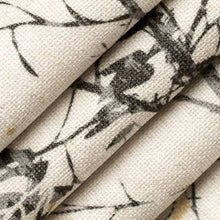 Load image into Gallery viewer, Crypton Cream Mustard Gold Charcoal Grey Floral Botanical Upholstery Fabric