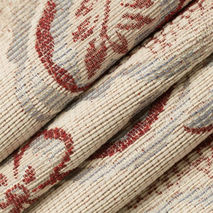 Cream Blue Rusty Red Floral Paisley Upholstery Fabric