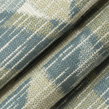 Load image into Gallery viewer, Stain Resistant Cream Teal Olive Green Abstract Geometric Upholstery Drapery Fabric
