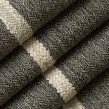 Load image into Gallery viewer, Heavy Duty Charcoal Grey Brown Stripe Ethnic Geometric Upholstery Fabric