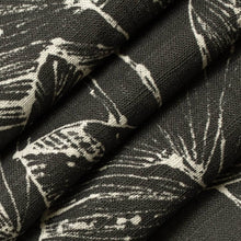 Load image into Gallery viewer, Charcoal Black Ivory Floral Upholstery Fabric