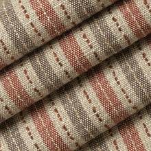 Load image into Gallery viewer, Rusty Red Grey Orange Stripe Upholstery Fabric