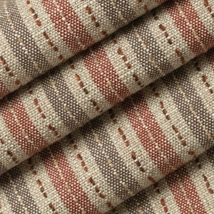 Rusty Red Grey Orange Stripe Upholstery Fabric