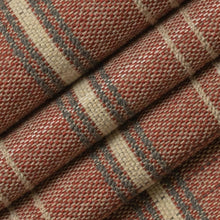 Load image into Gallery viewer, Rusty Red Beige Grey Check Plaid Upholstery Fabric