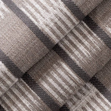 Load image into Gallery viewer, Heavy Duty Taupe Off White Charcoal Ikat Stripe Ethnic Geometric Upholstery Fabric