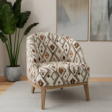 Load image into Gallery viewer, Heavy Duty Rusty Brown Beige Off White Ethnic Geometric Upholstery Fabric